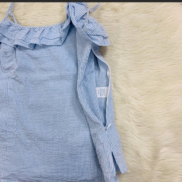 Vineyard Vines searsucker ruffle spaghetti strap preppy top - Picture 3 of 3